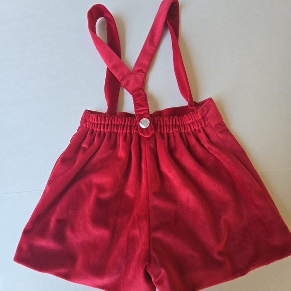 Artesania Granlei Red Velvet Suspender Shorts with White Blouse - Picture 3 of 14